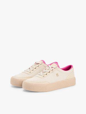 Mixed-Texture Canvas Platform Sneaker Product Image