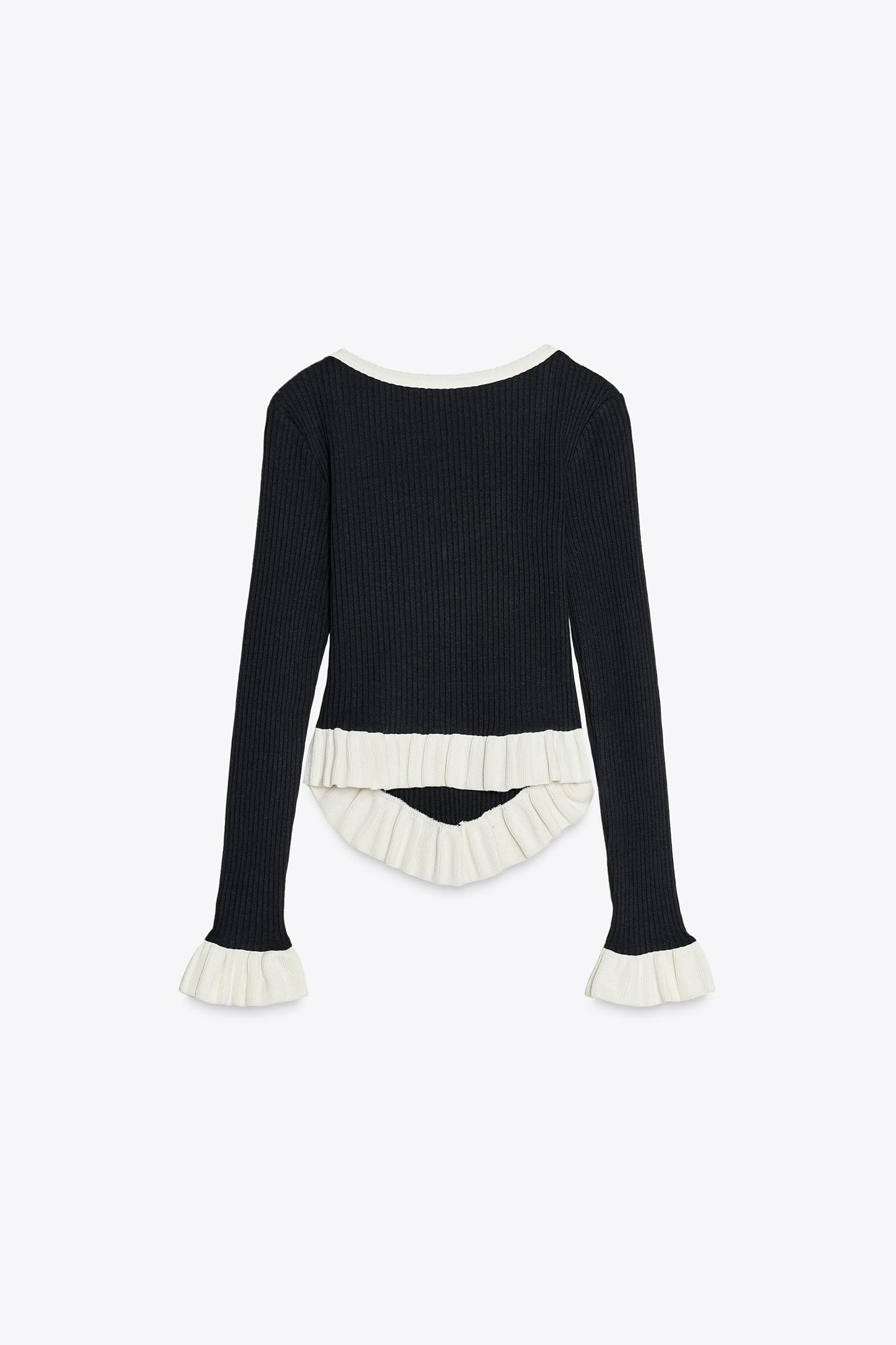 RIBBED SWEATER WITH RUFFLES Product Image