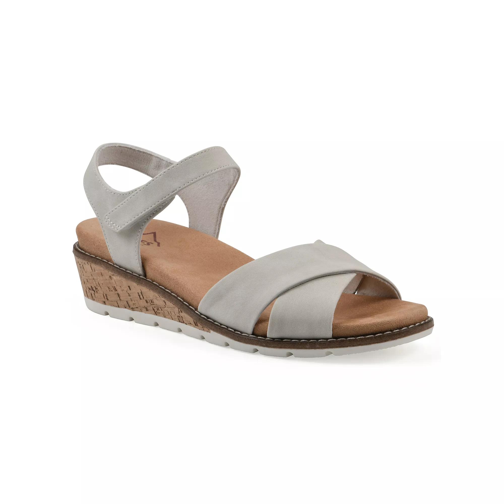 Cliffs by White Mountain Tinna Women's Wedge Sandals, Size: 6.5, White Nubuck Product Image