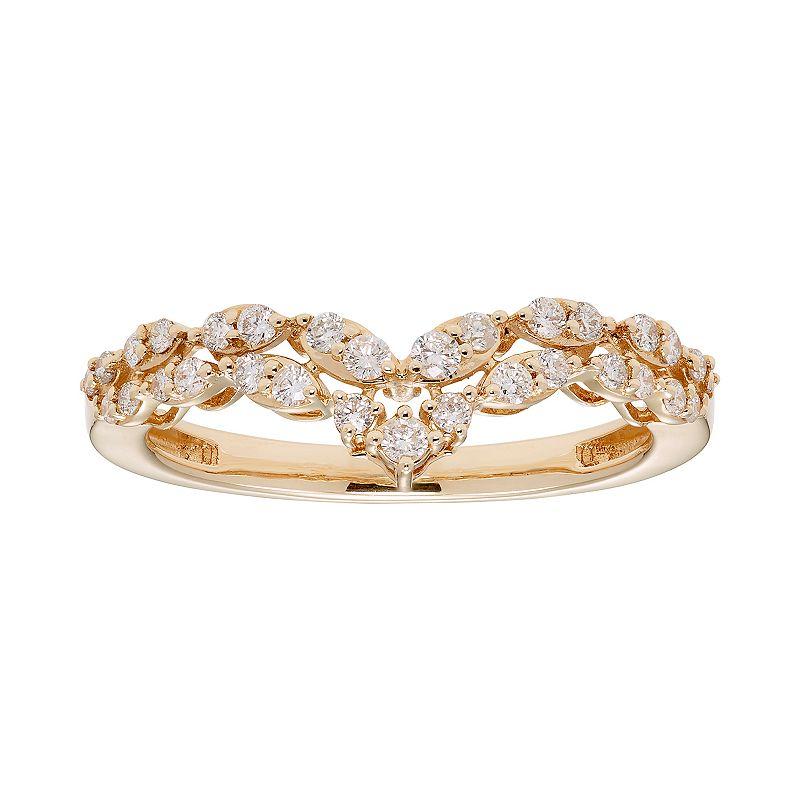 The Regal Collection 14k Gold 1/3 Carat T.W. IGL Certified Diamond Chevron Ring, Women's, Size: 5, White Product Image