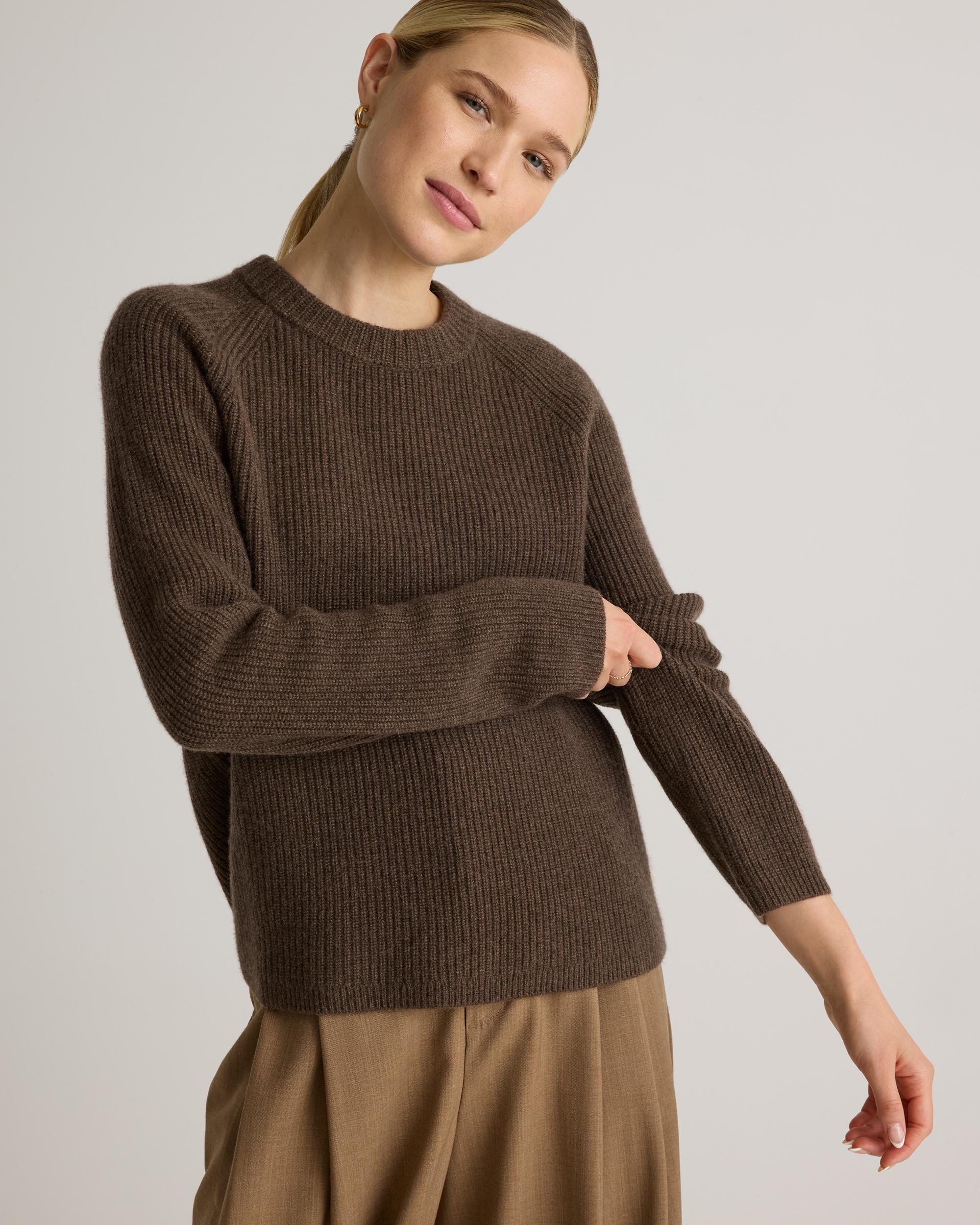 Quince | Women's Mongolian Cashmere Fisherman Crewneck Sweater Product Image