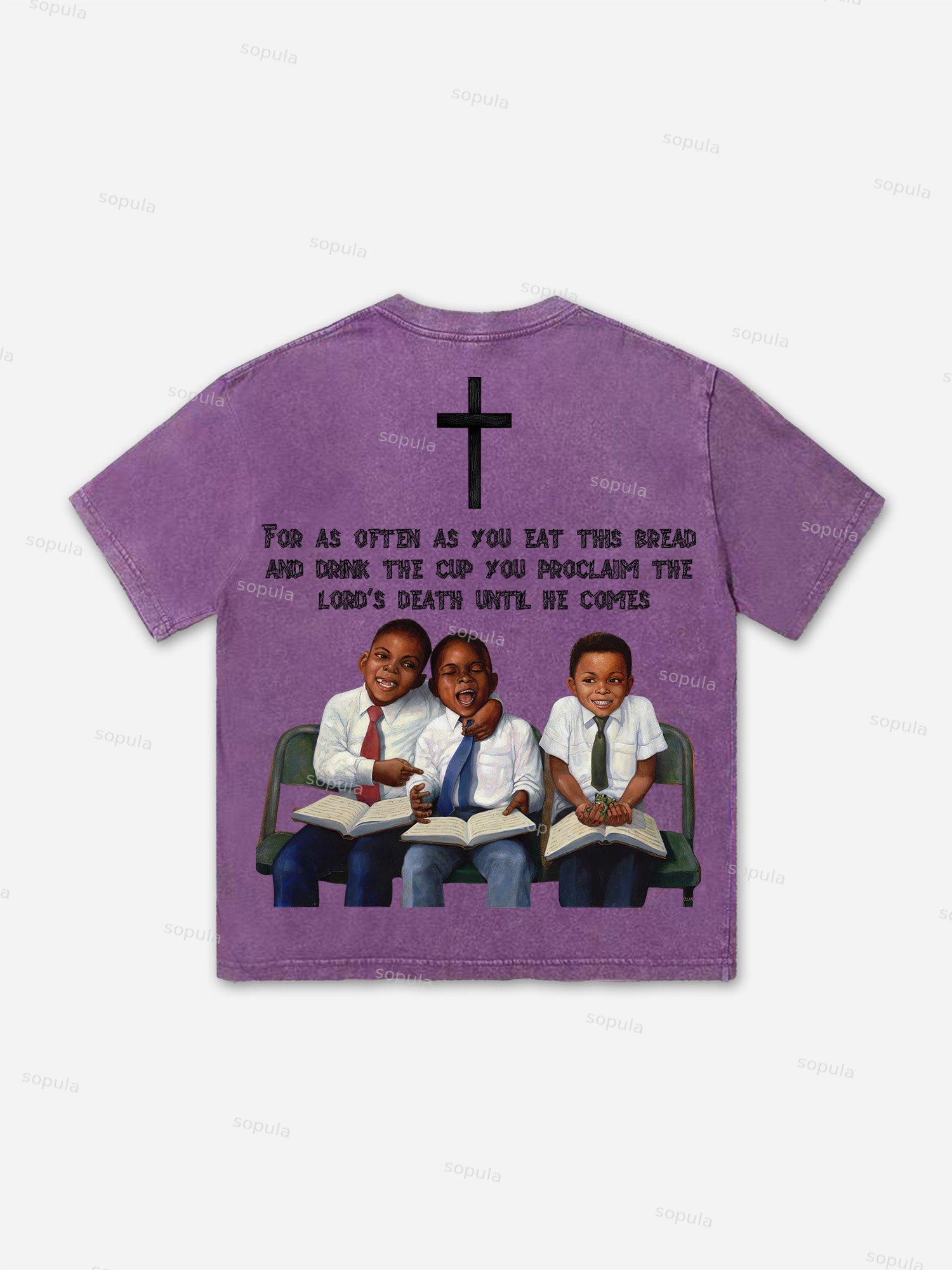 First Sunday Retro Graphic Print Acid Washed T-Shirt Product Image