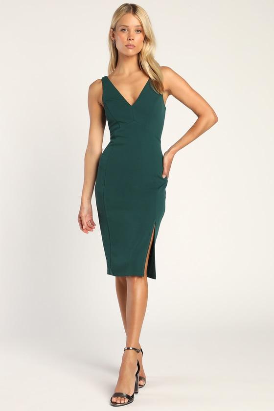Iconic Moment Dark Green Bodycon Midi Dress Product Image