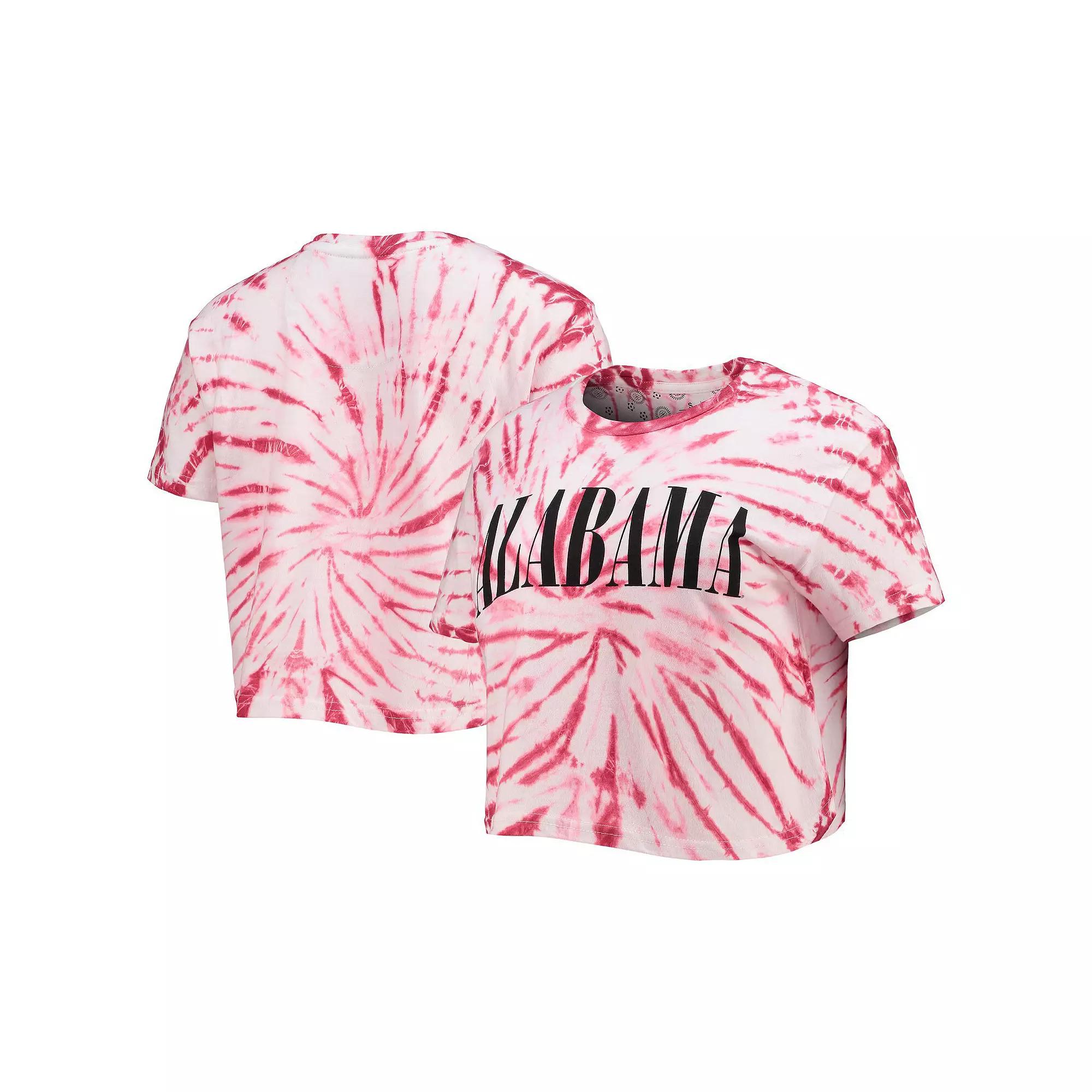 Women's Pressbox Crimson Alabama Crimson Tide Showtime Tie-Dye Crop T-Shirt, Size: Small, Red Product Image