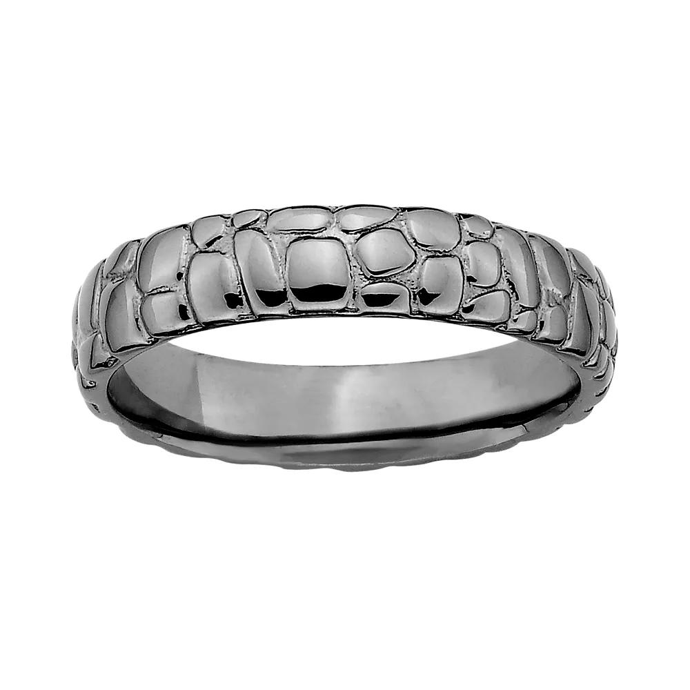 Stacks & Stones Ruthenium-Plated Sterling Silver Pebbled Stack Ring, Women's, Size: 7 Product Image