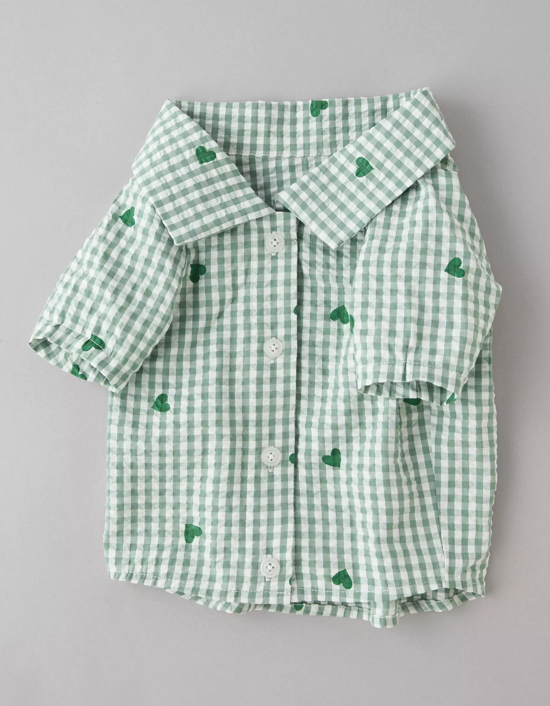 ABO Gingham Hearts Button-Up Dog Shirt Product Image