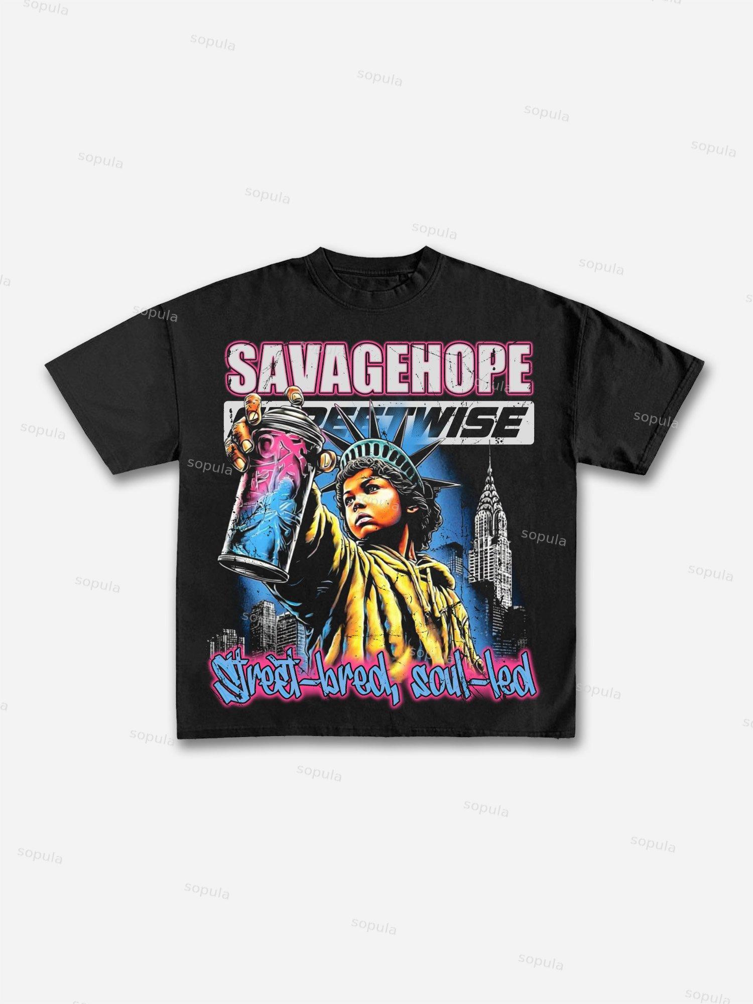 Sopula Men's Street Graffiti Statue of Liberty Graphic T-Shirt Product Image