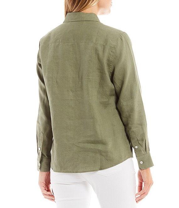 Tommy Bahama Coastalina Linen Point Collar Long Sleeve Button Front Top Product Image