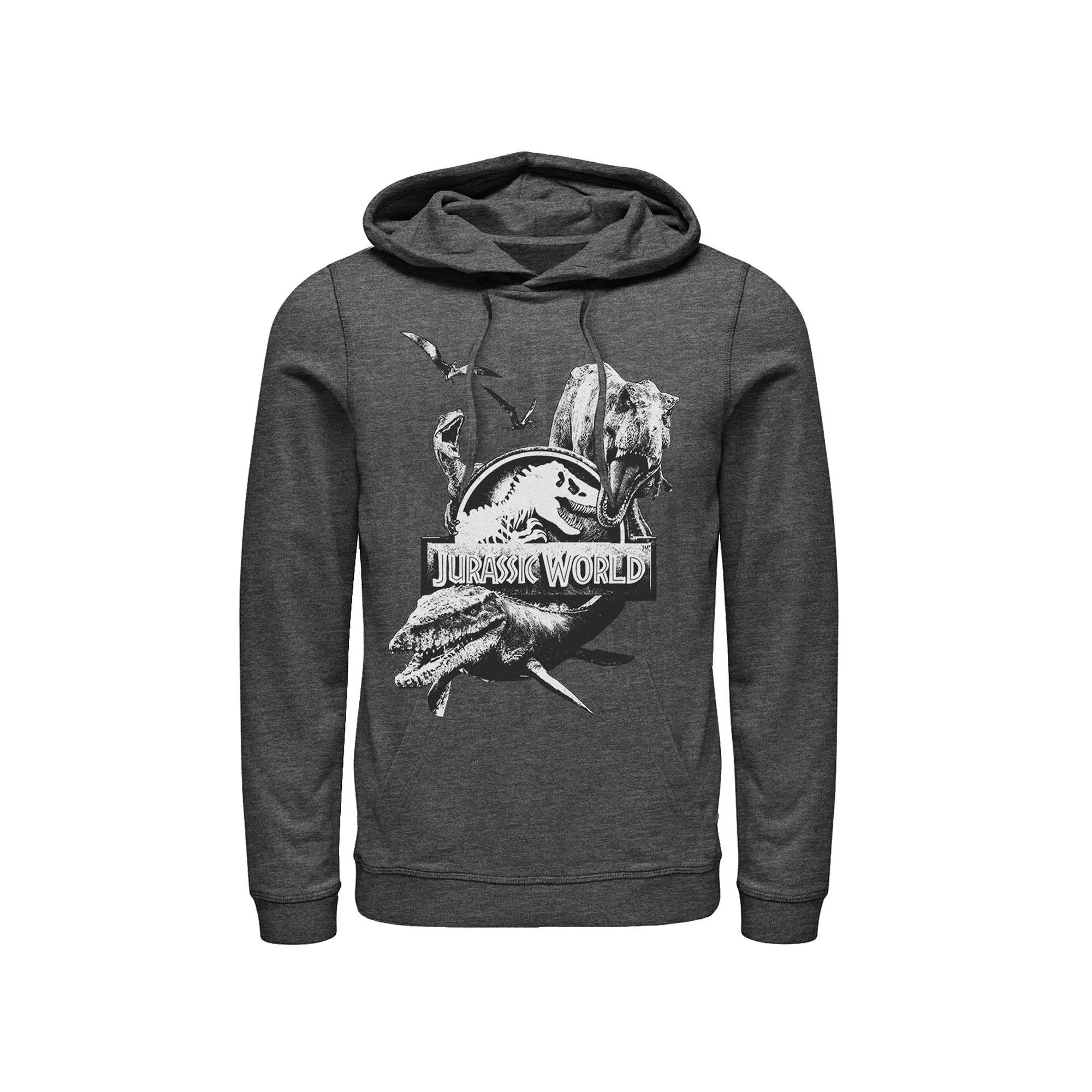 Men's Jurassic World Two Dino Collage Grunge Logo Hoodie,  Product Image