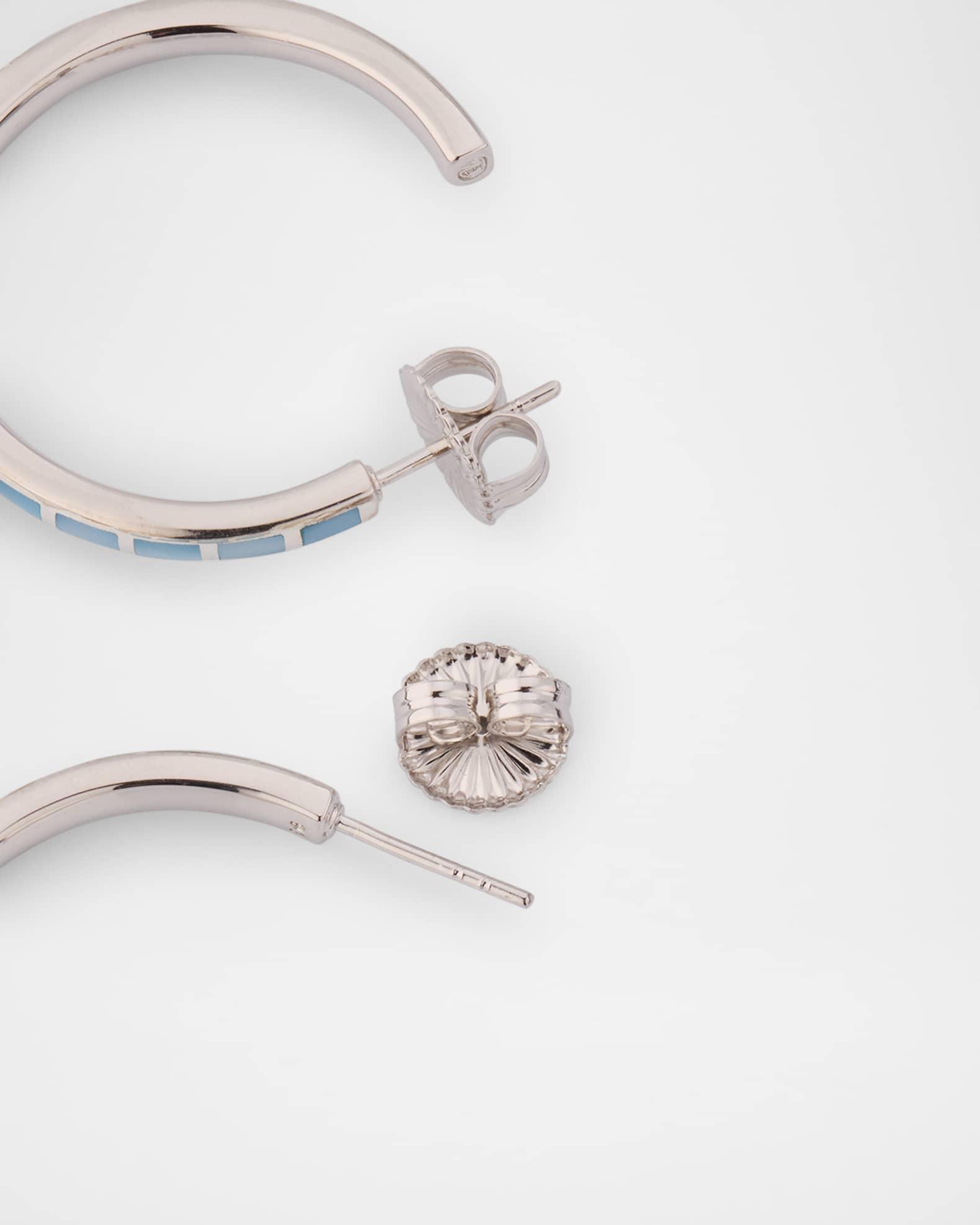 Blue Mother-of-Pearl Dash Hoop Earrings in Sterling Silver Product Image