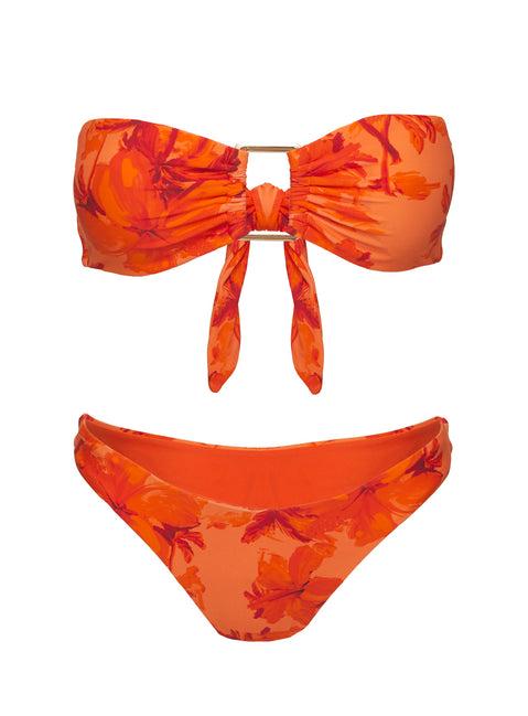 Calbira Bandeau Bikini Top Orange Floral Product Image