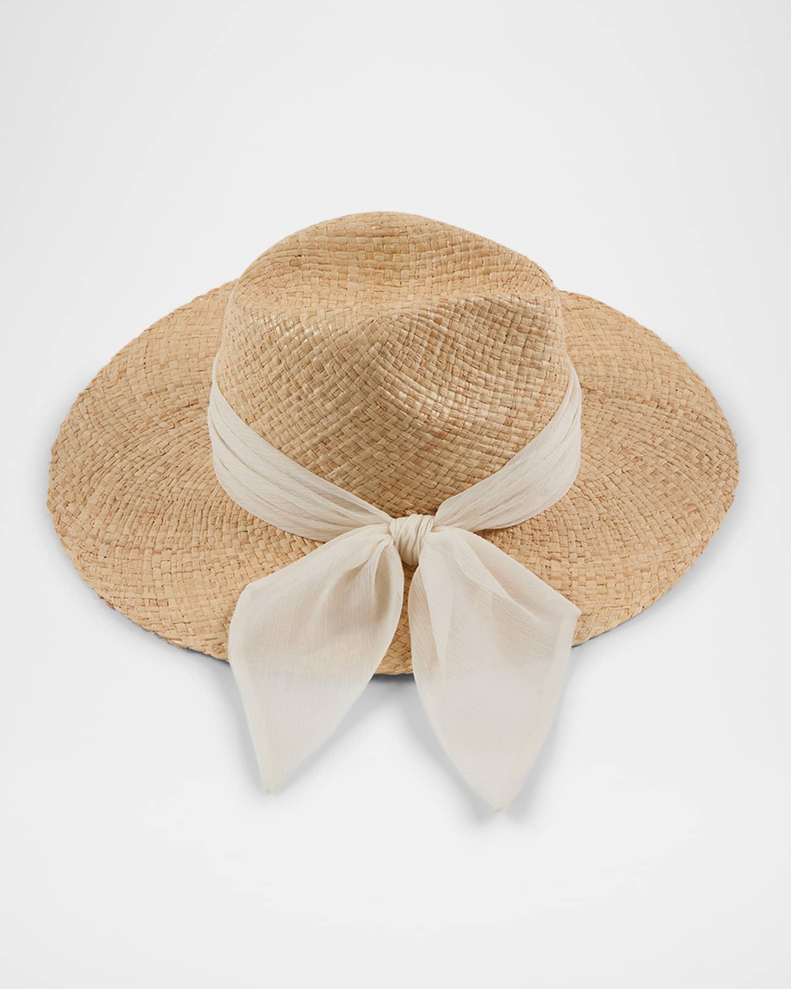 Emmanuelle Raffia Wide-Brim Fedora Product Image