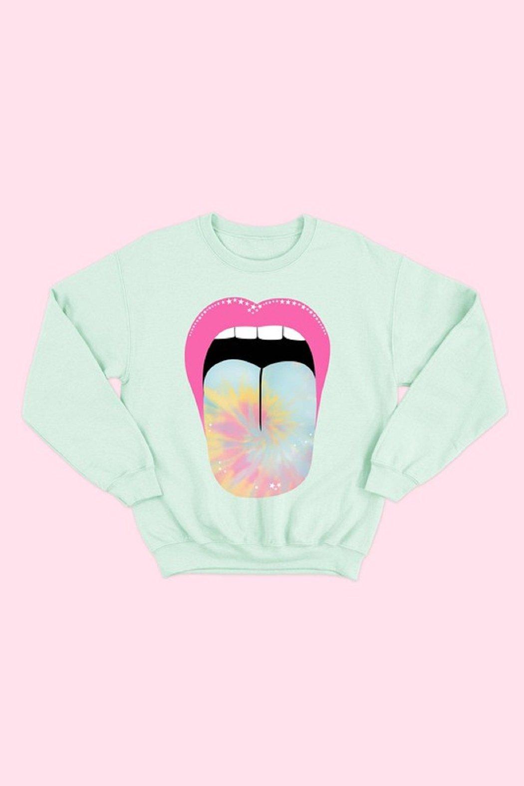 Tie Dye Tongue Sweatshirt Product Image