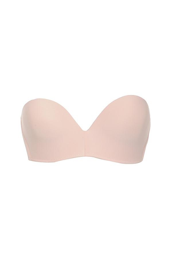 Smooth  plain molded strapless bra - beige Product Image