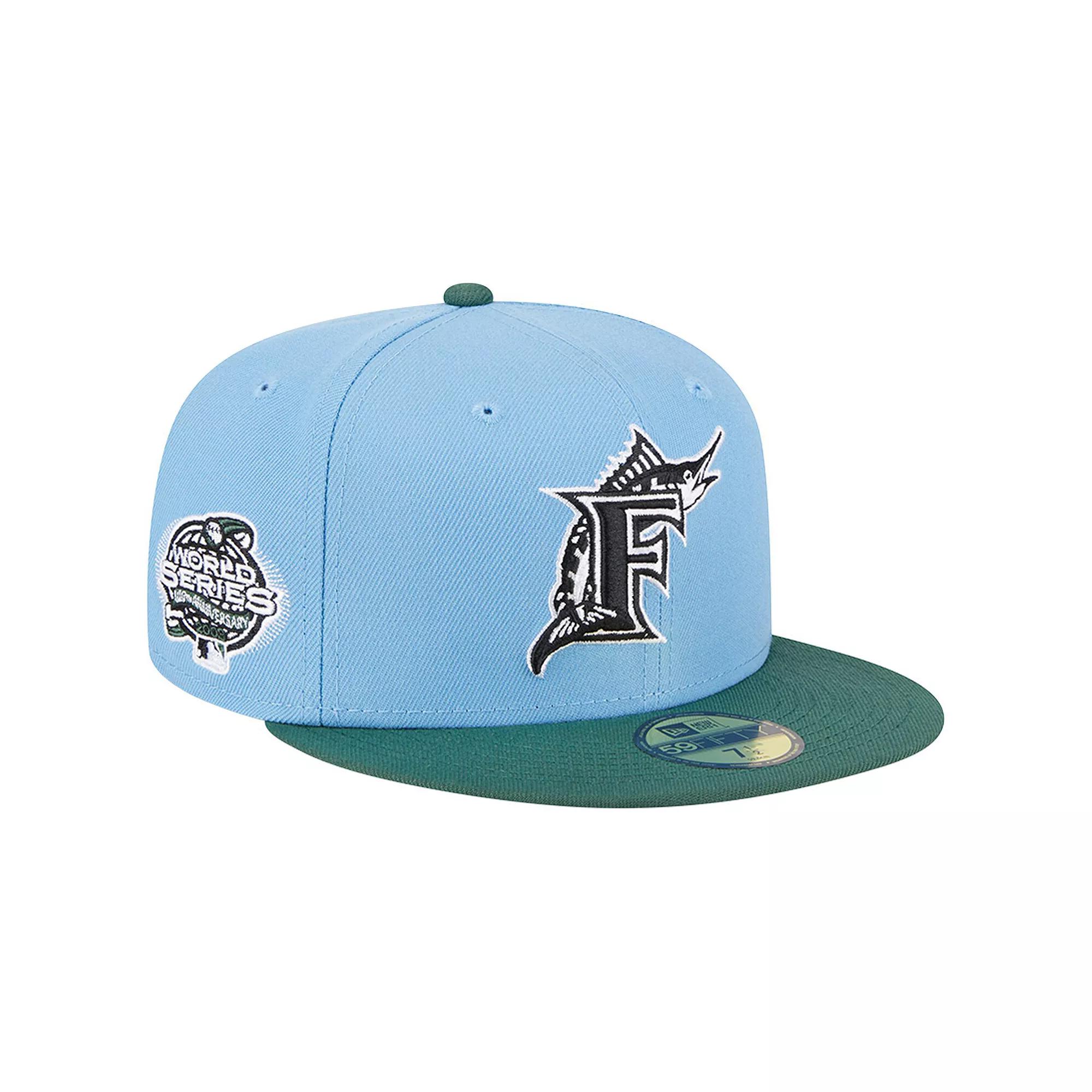 Men's New Era Sky Blue/Cilantro Florida Marlins 2003 World Series Cooperstown Collection 59FIFTY Fitted Hat, Size: 7 7/8, Mlb Light Product Image
