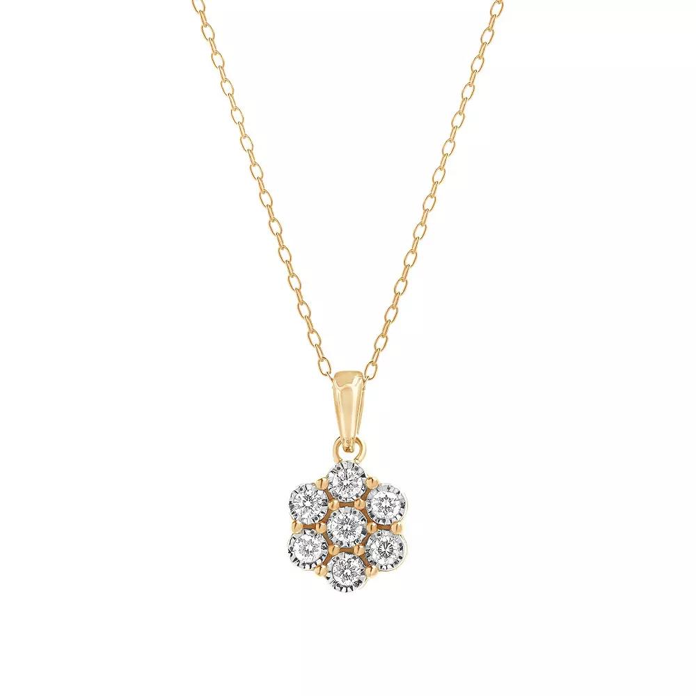 Diamond Brilliance Sterling Silver 1/4 Carat T.W. Lab-Created Diamond Pendant Necklace, Women's, Size: 18", Gold Tone Product Image