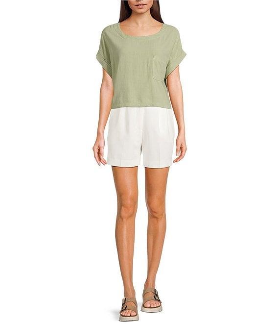 Blu Pepper Short Sleeve Linen Blend Coordinating Box Top Product Image