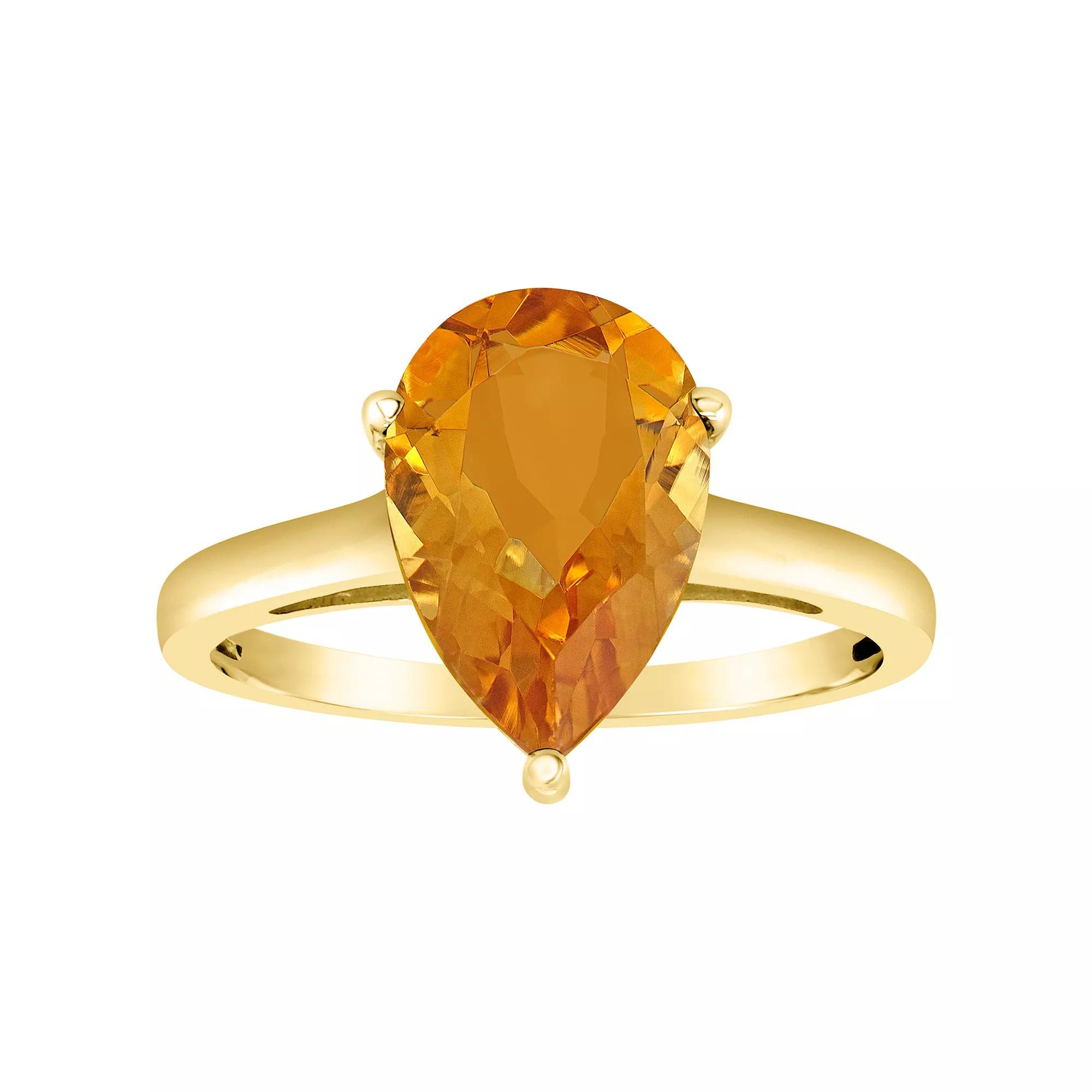 Alyson Layne 14k Gold Pear Cut Citrine Solitaire Ring, Women's, Size: 6 Product Image