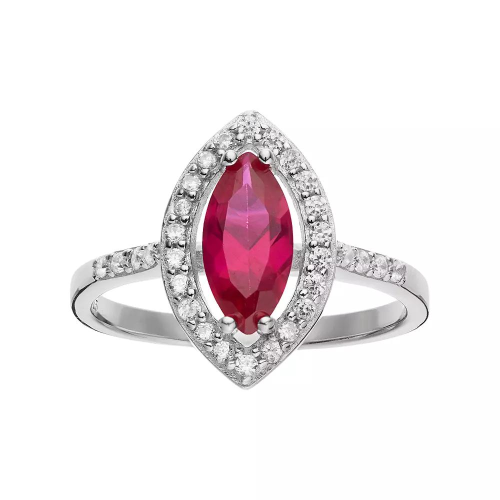 Sophie Miller Sterling Silver Lab-Created Ruby & Cubic Zirconia Ring, Women's, Size: 5, Red Product Image