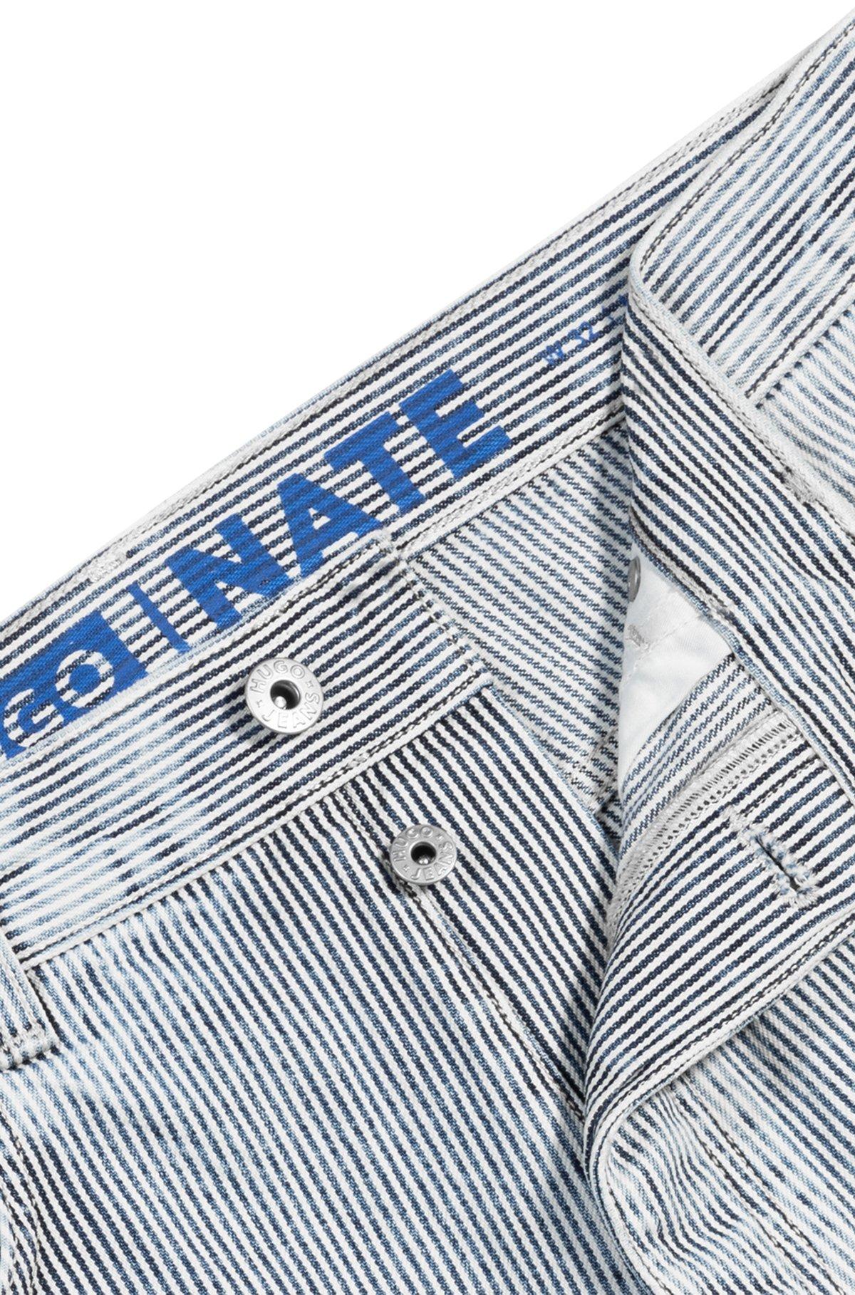 Baggy-fit jeans in striped blue denim Product Image