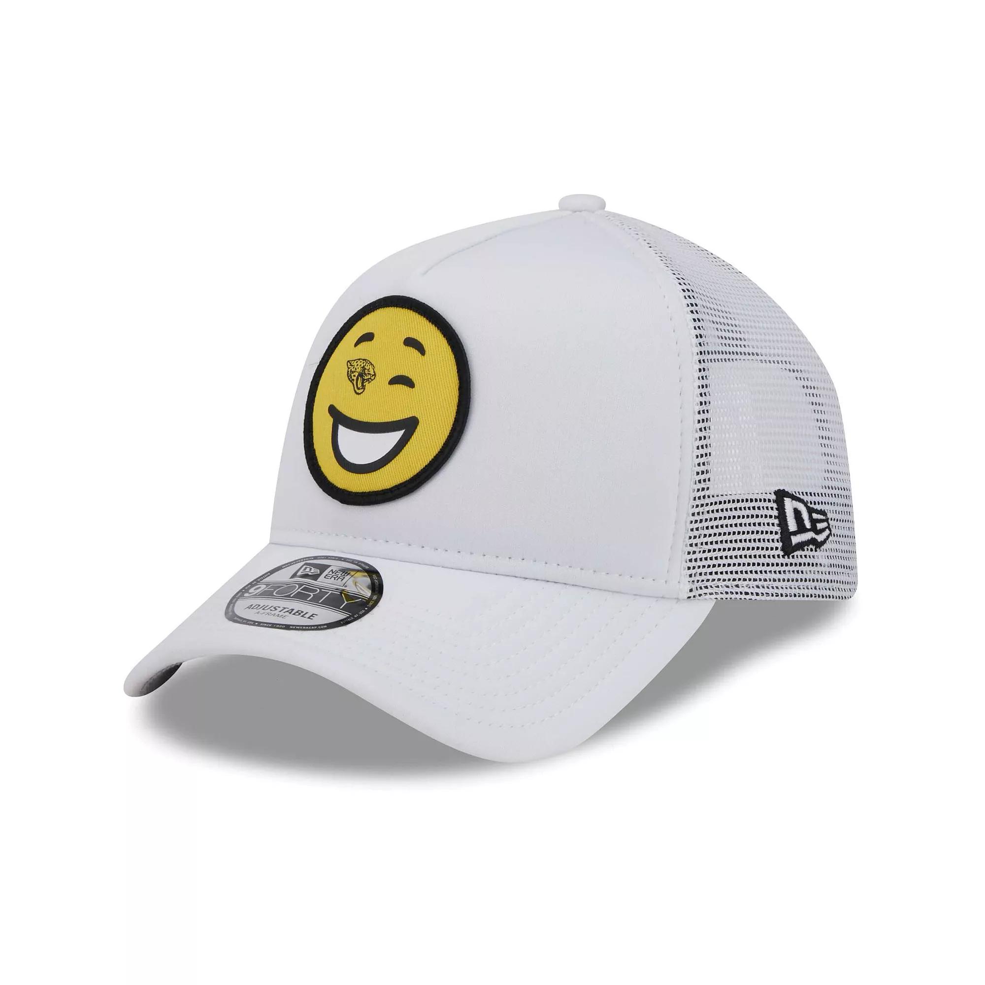 Men's New Era White Jacksonville Jaguars Happy A-Frame Trucker 9FORTY Snapback Hat Product Image