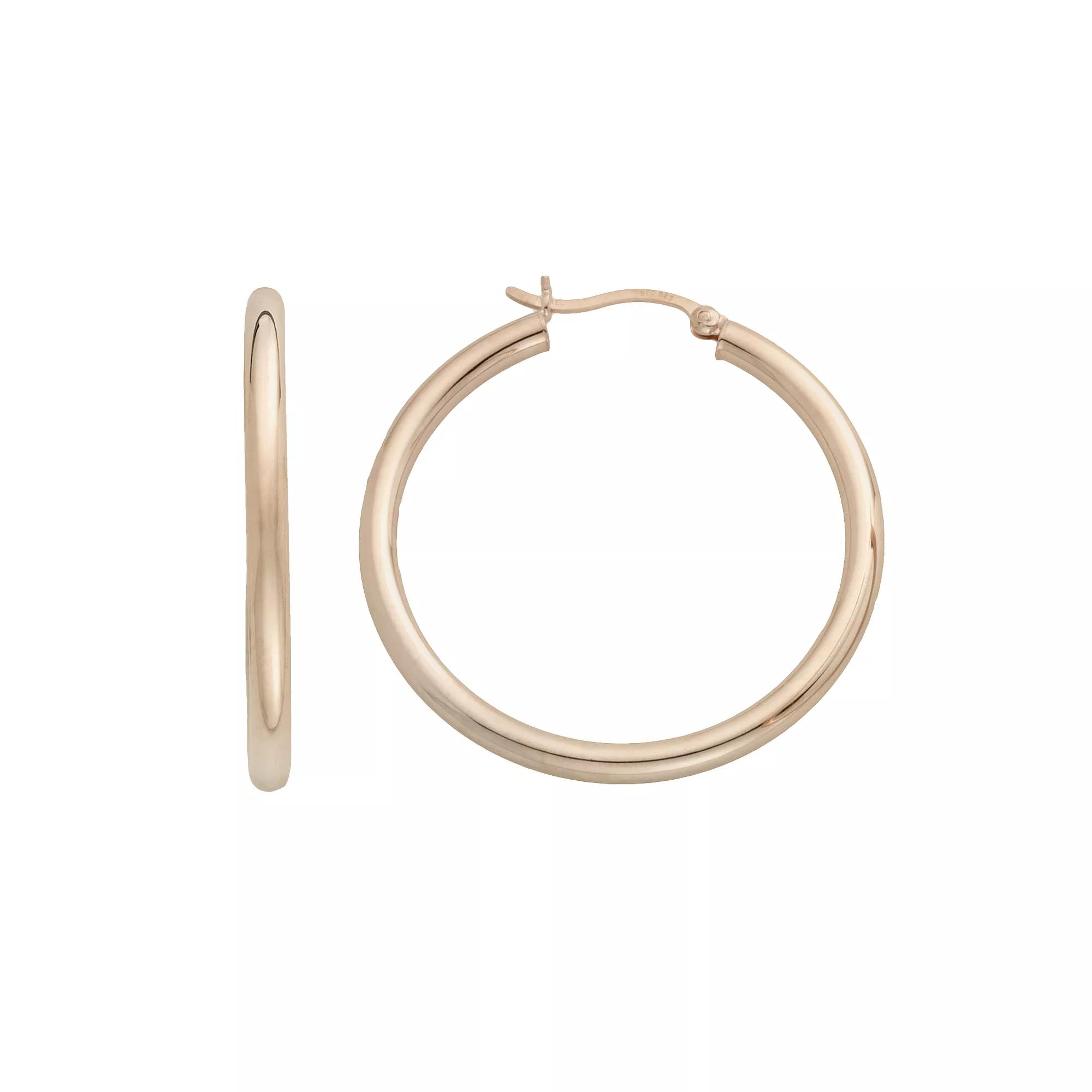 Platinum Over Silver Hoop Earrings, Womens Product Image