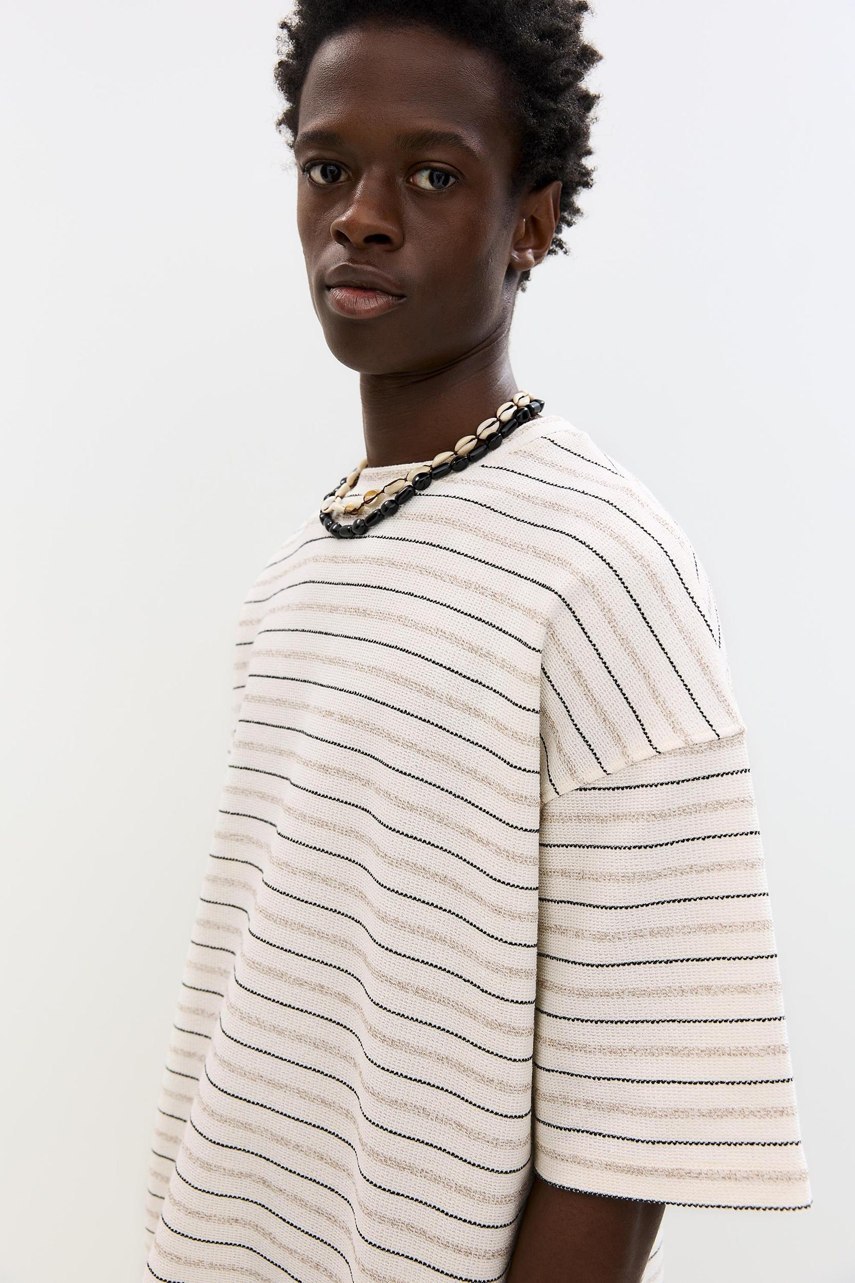 Striped textured T-shirt Product Image