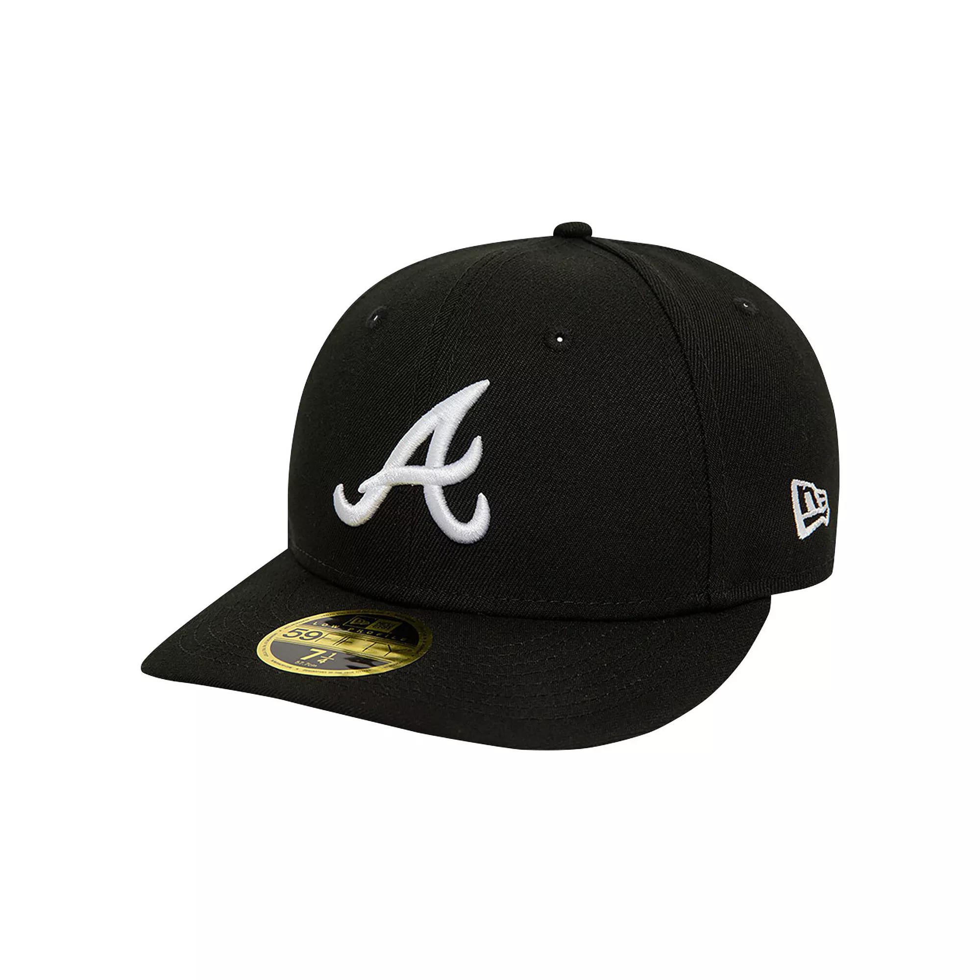 Men's New Era Black Atlanta Braves Low Profile 59FIFTY Fitted Hat, Size: 7 1/8 Product Image