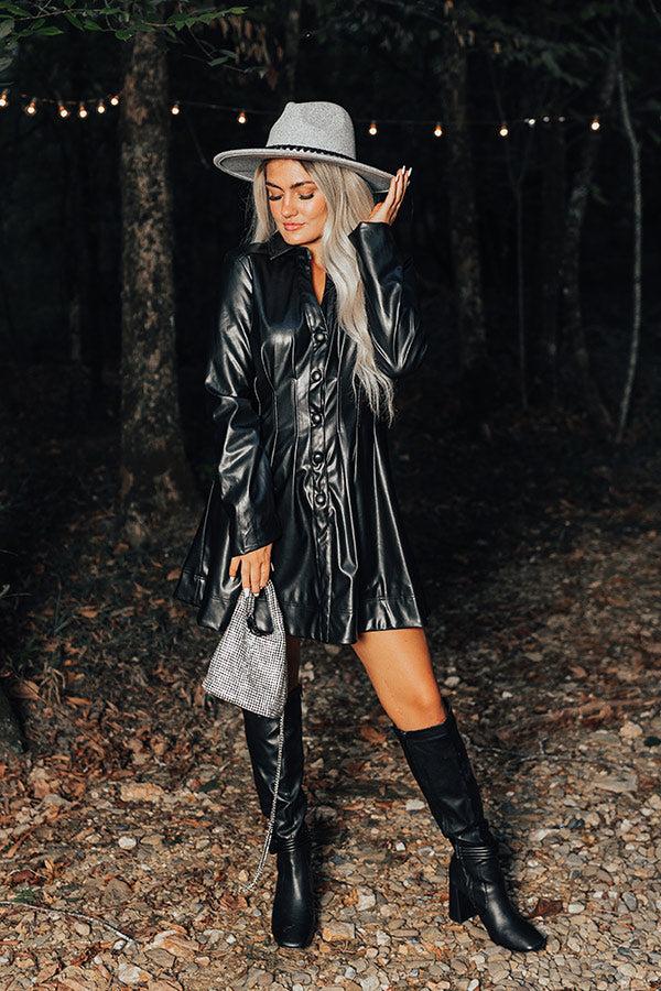 Mostly Amused Faux Leather Dress in Black Product Image