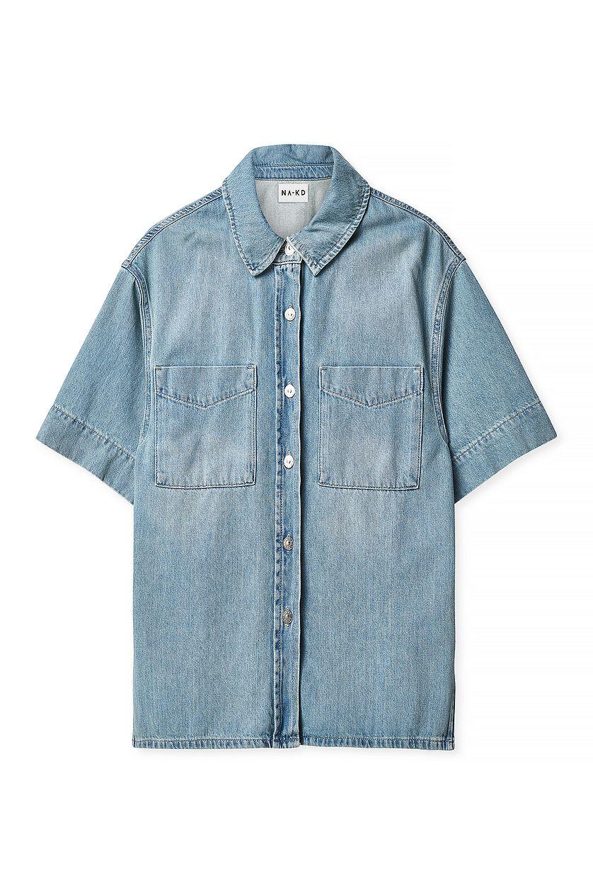Short Sleeve Denim Shirt Product Image
