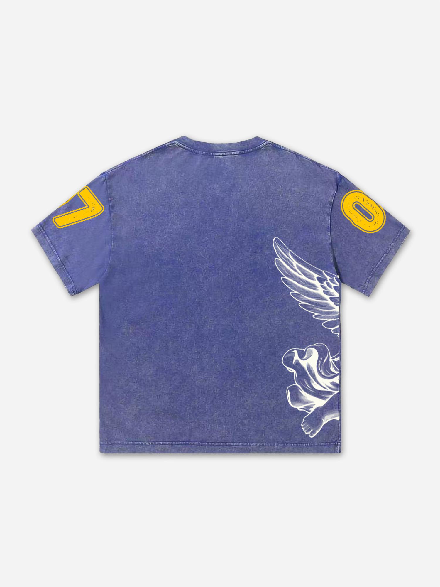Mindstar-burning Thinking-retro Pattern Acid Wash T-shirt Product Image