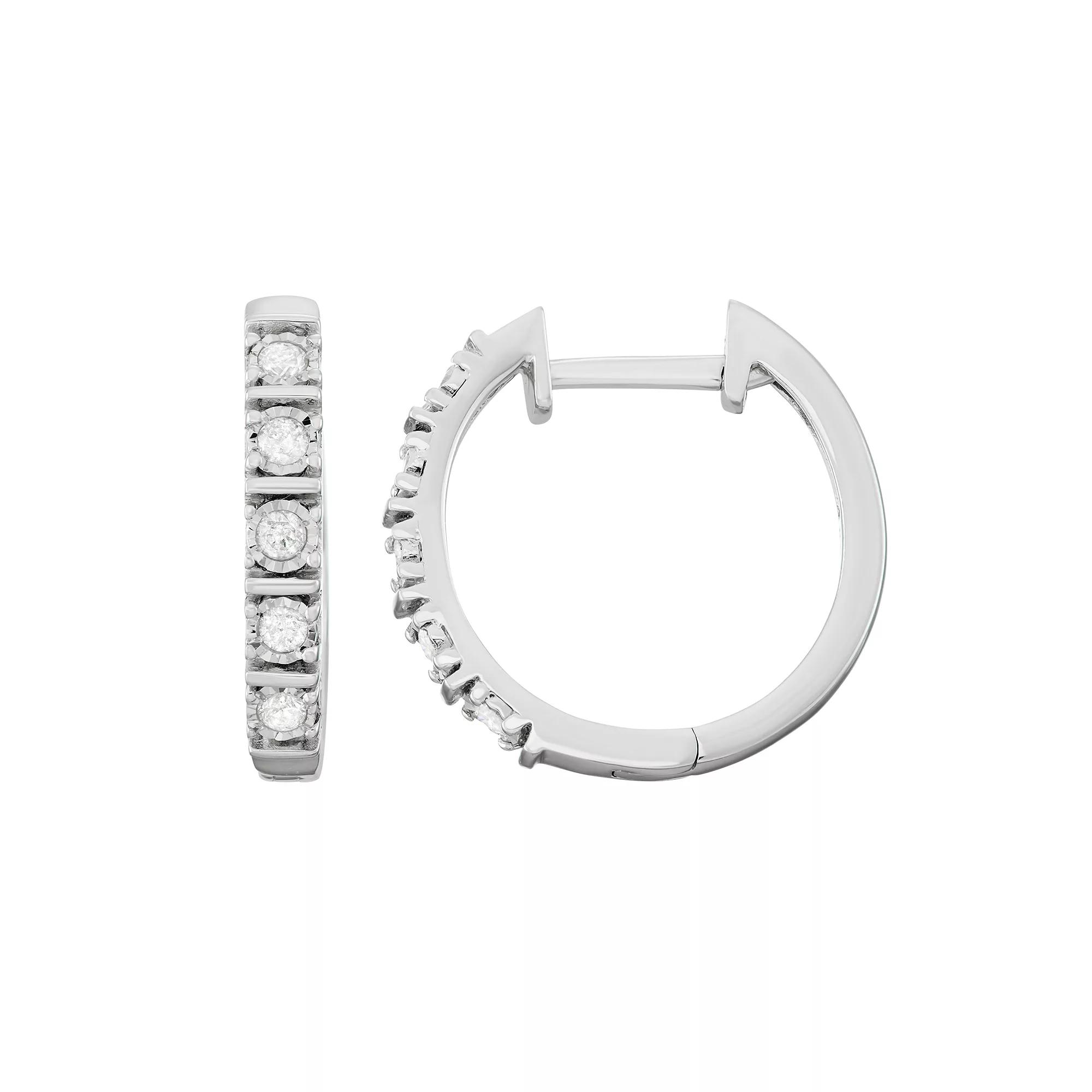 Sterling Silver 1/4 Carat T.W. Diamond Hoop Earrings, Women's Product Image