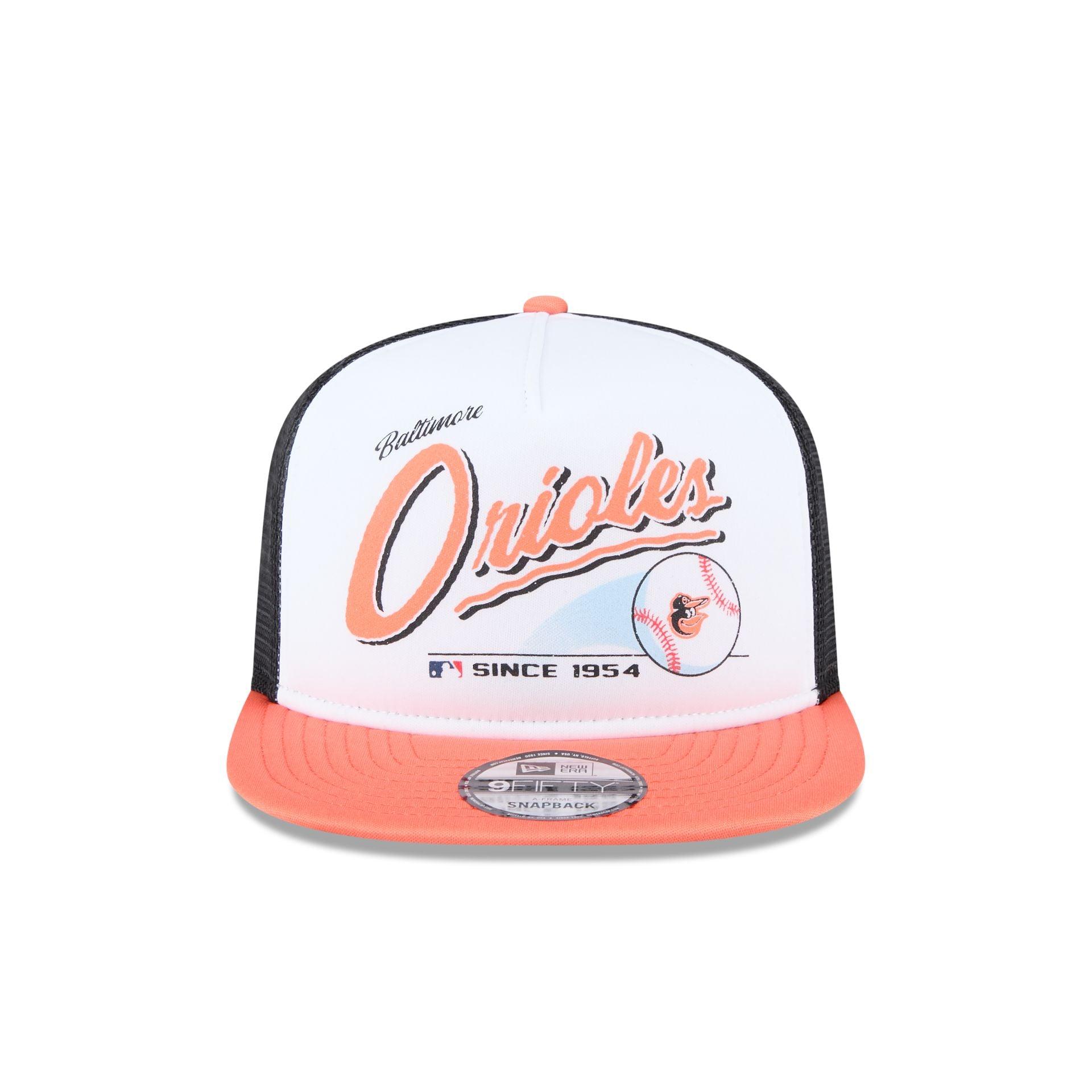 Baltimore Orioles Retro Script 9FIFTY A-Frame Trucker Hat Male Product Image