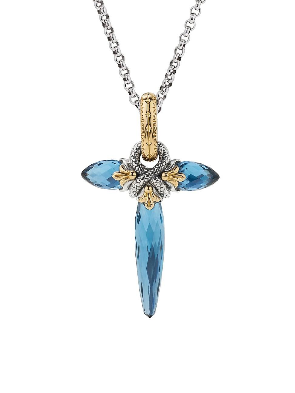 Womens Anthos Blue Spinel Cross Pendant Product Image