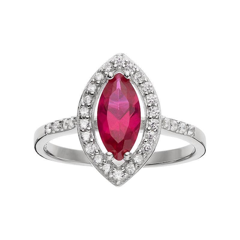 Sophie Miller Sterling Silver Lab-Created Ruby & Cubic Zirconia Ring, Women's, Size: 5, Red Product Image