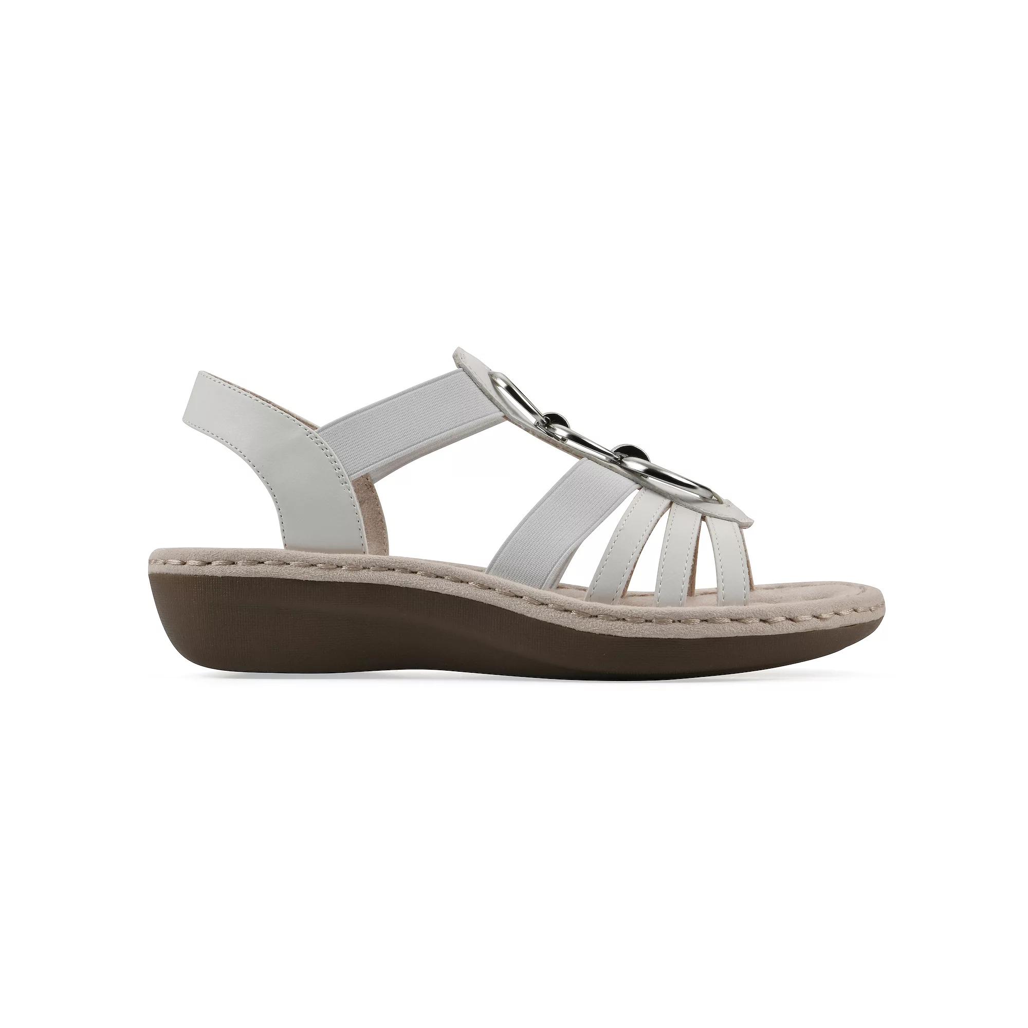 Cliffs by White Mountain Caselyn Women's Wedge Sandals, Size: 8 Medium, White Nubuck Product Image