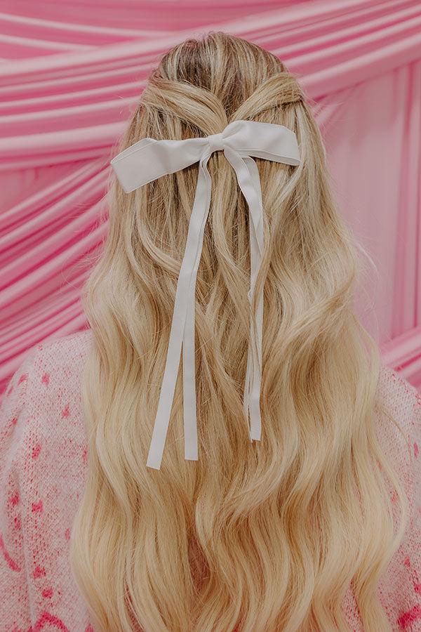 Darling Smile Bow Hair Clip in White Product Image