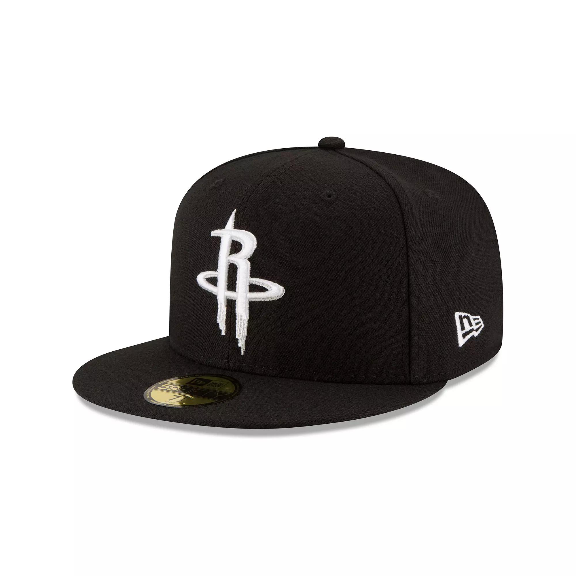Men's New Era Black Houston Rockets Black & White Logo 59FIFTY Fitted Hat, Size: 7 1/4 Product Image