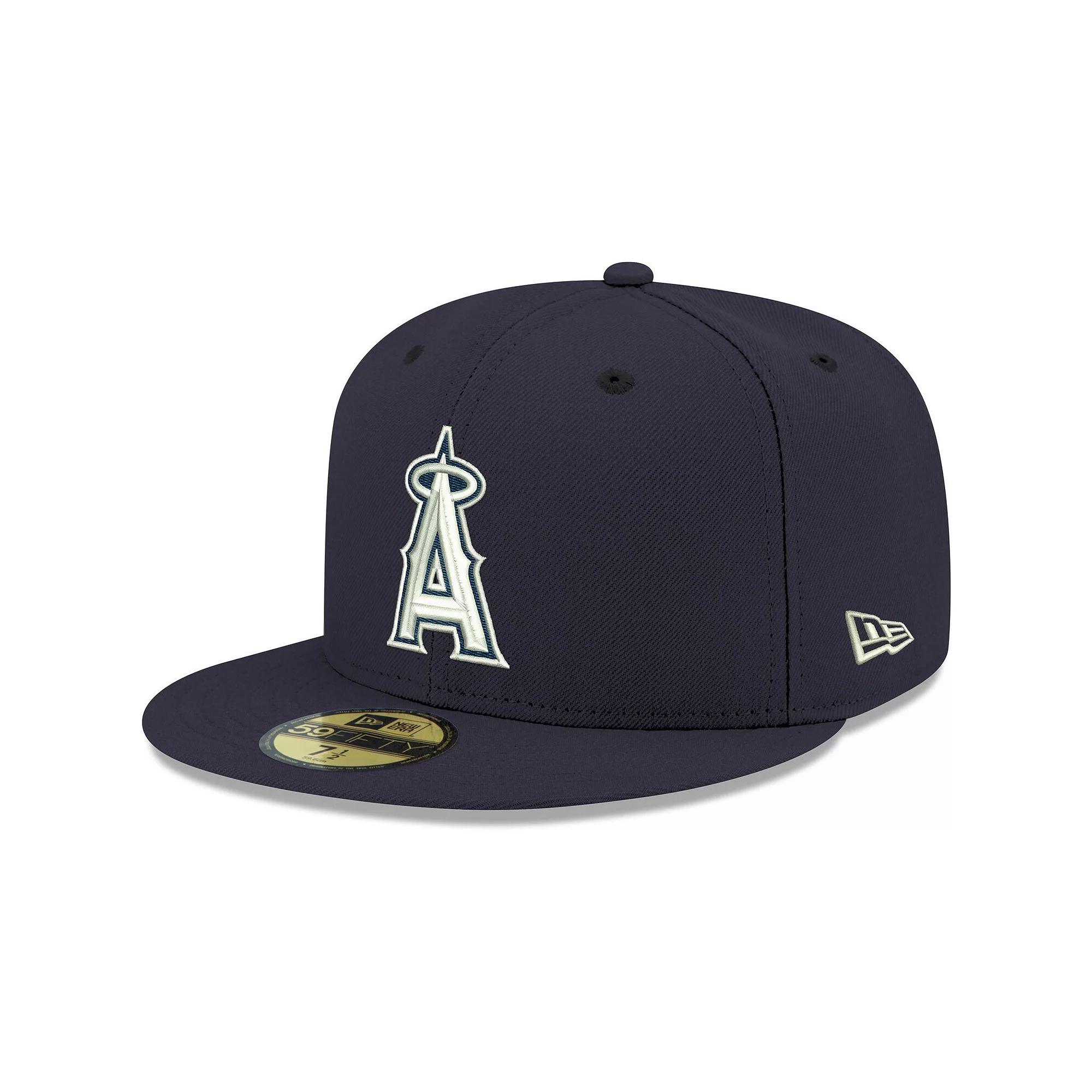 Men's New Era Navy Los Angeles Angels White Logo 59FIFTY Fitted Hat, Size: 7 1/8, Blue Product Image