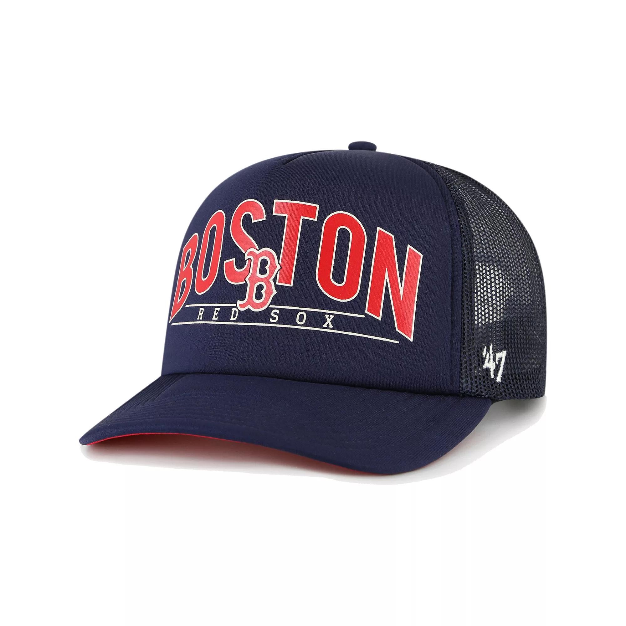 Men's '47 Navy Boston Red Sox Backhaul Foam Trucker Snapback Hat, Blue Product Image
