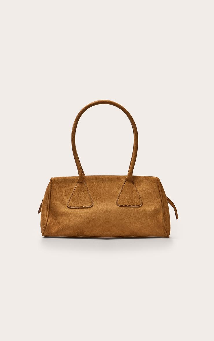 Tan Faux Suede Bowler Bag Product Image