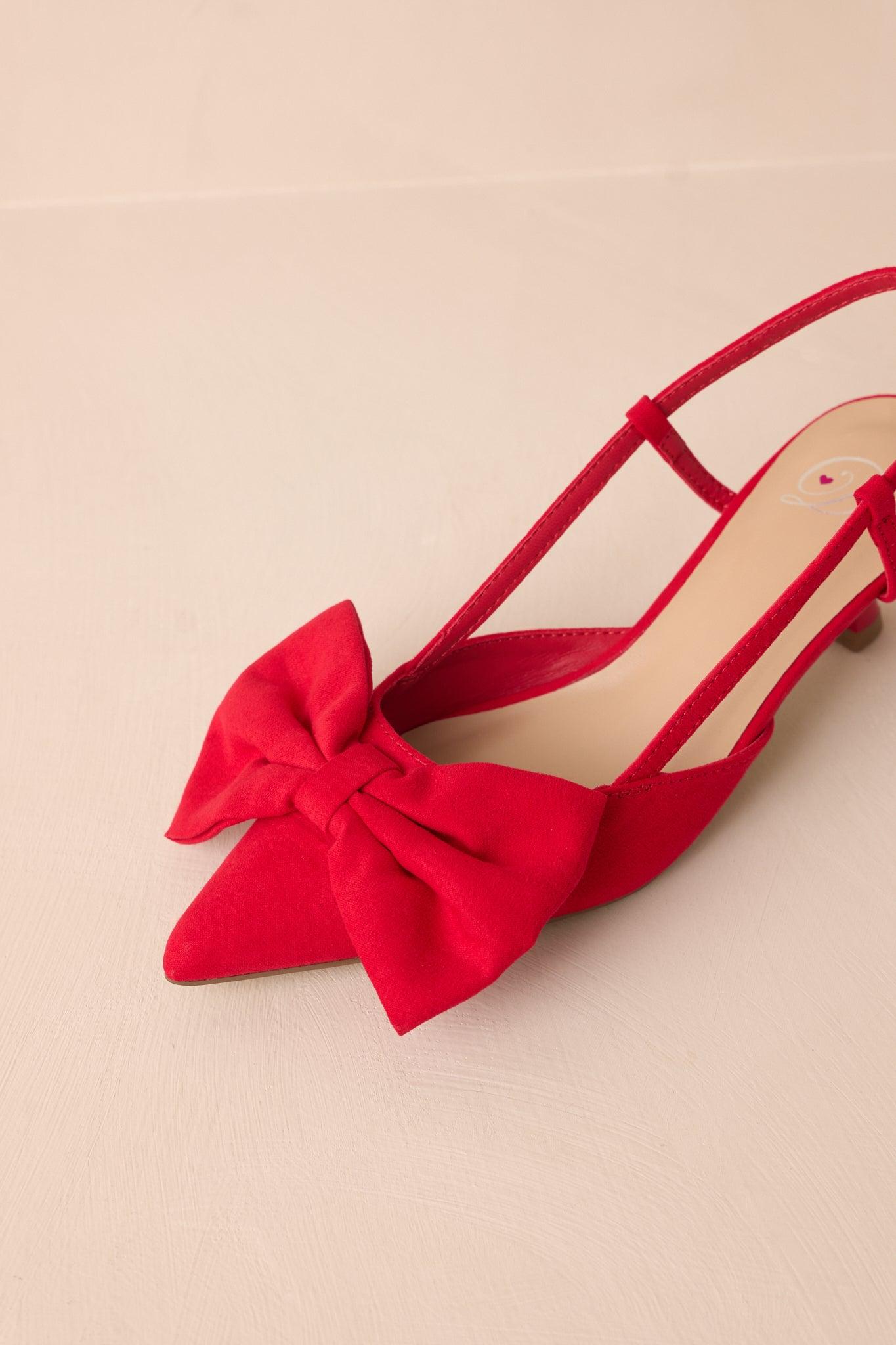 Wildest Dreams Red Pointed Toe Kitten Heels Product Image
