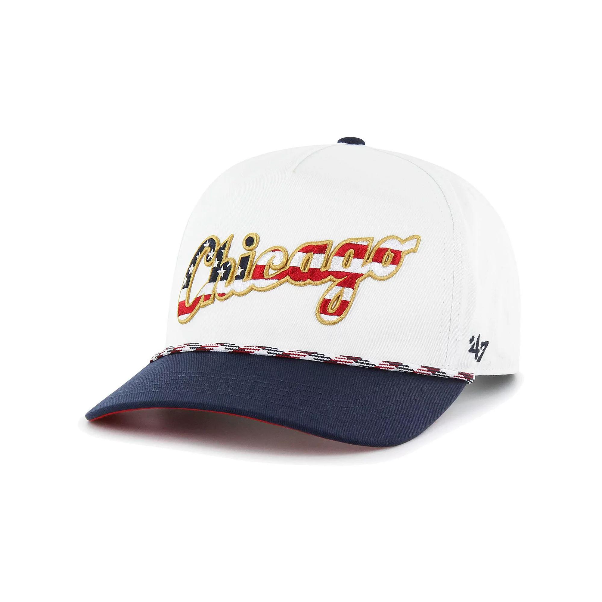 Men's '47 White Chicago White Sox Flag Script Hitch Snapback Hat Product Image