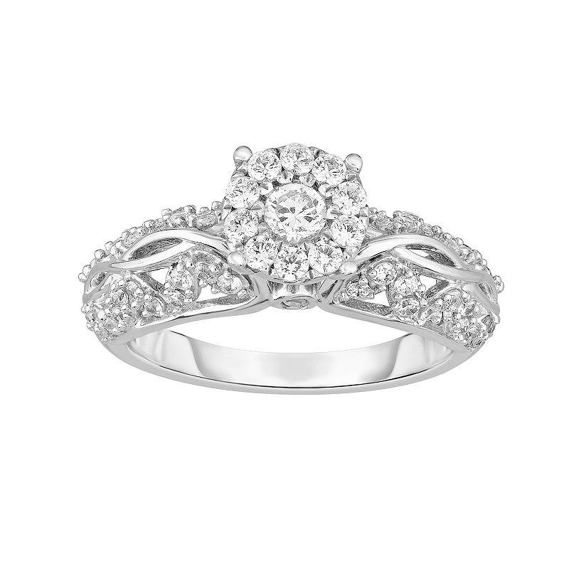 14k White Gold 3/4 Carat T.W. Diamond Engagement Ring Set, Women's, Size: 7 Product Image