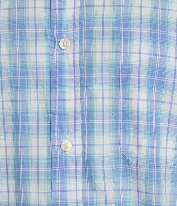 Roundtree & Yorke Short Sleeve Medium Plaid Poplin Sport Shirt Product Image
