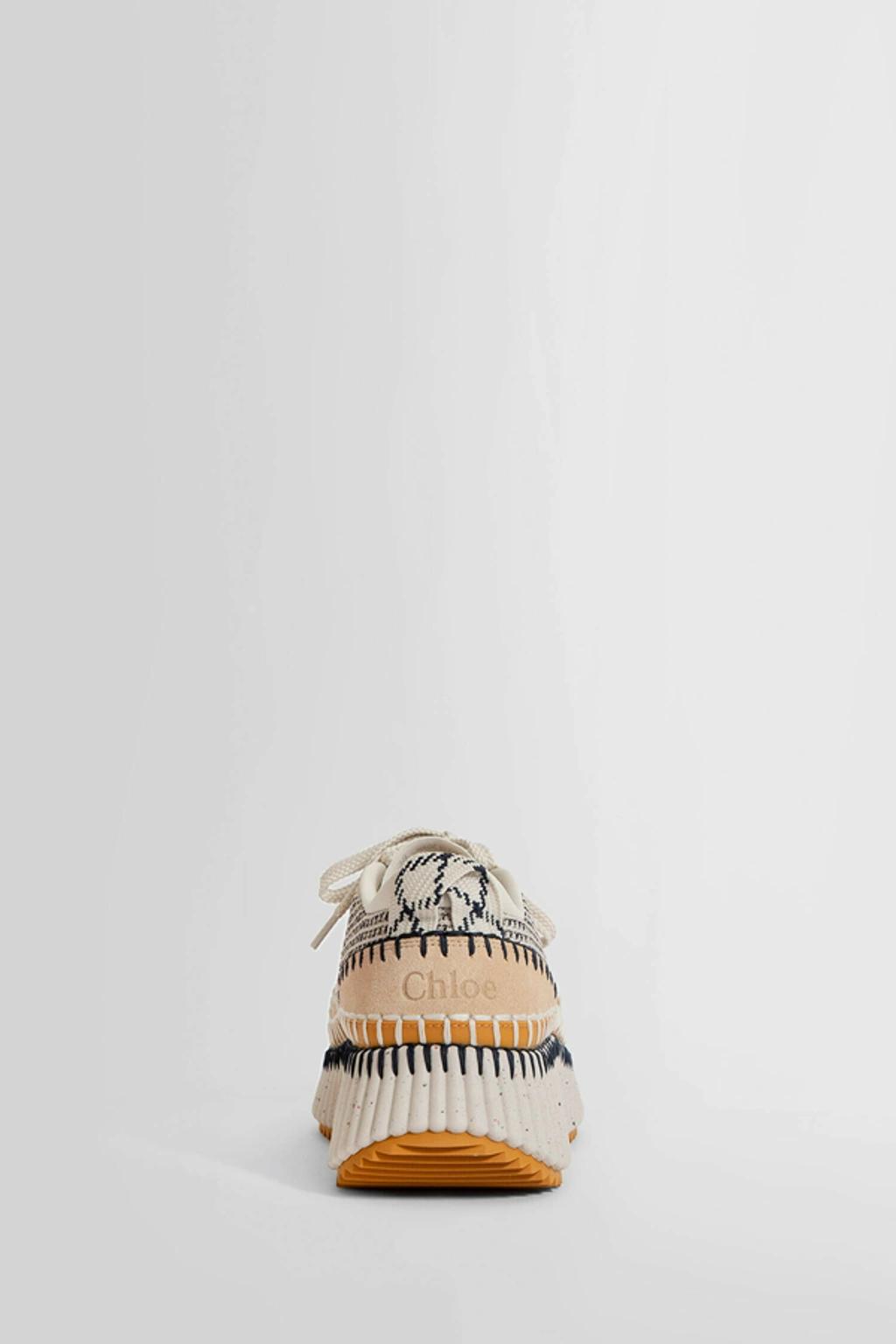 CHLOÉ Nama Embroidered Suede And Recycled-mesh Sneakers In Biscotti Beige Product Image