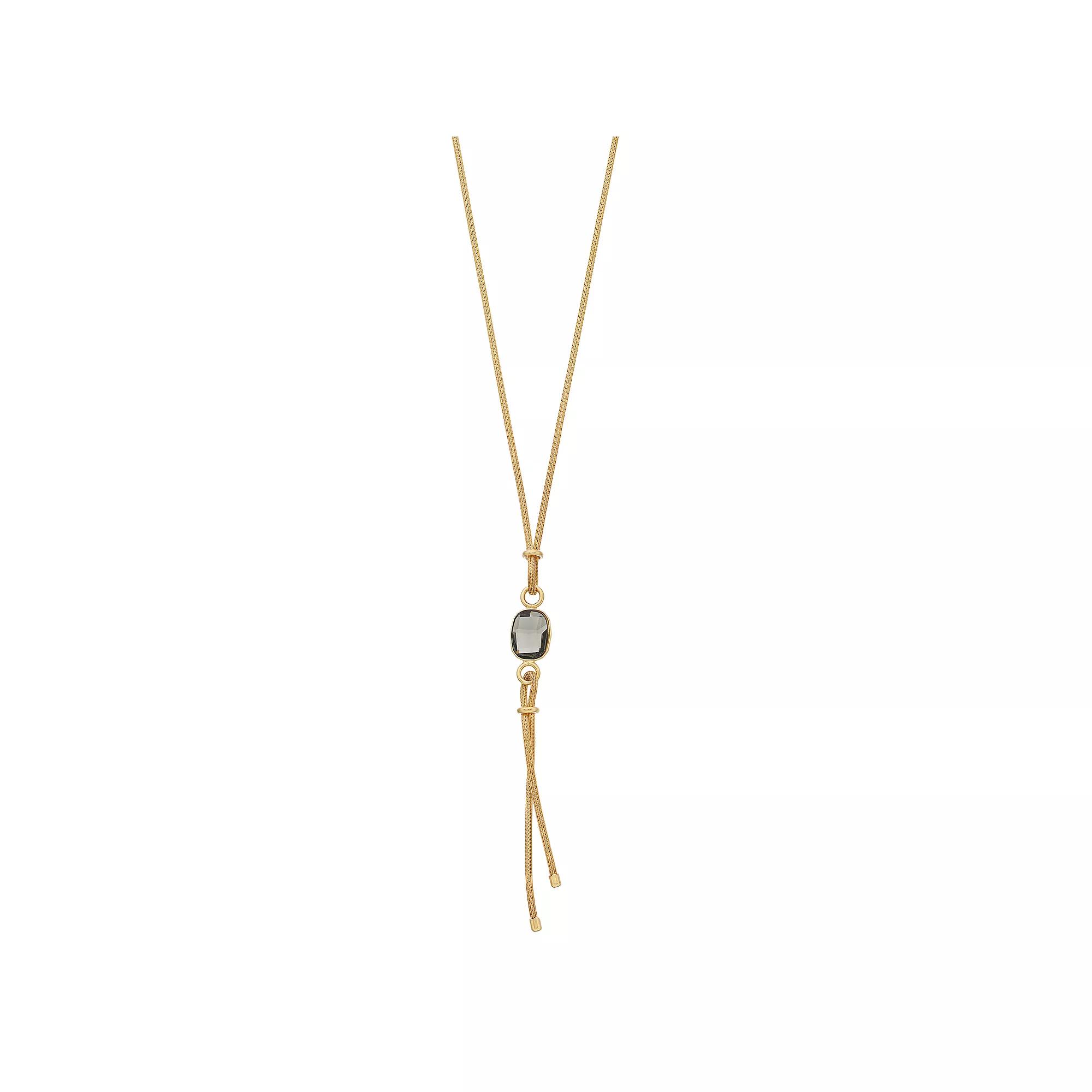 Gold Tone Sterling Silver Cubic Zirconia Y Necklace, Women's, Size: 18" Product Image