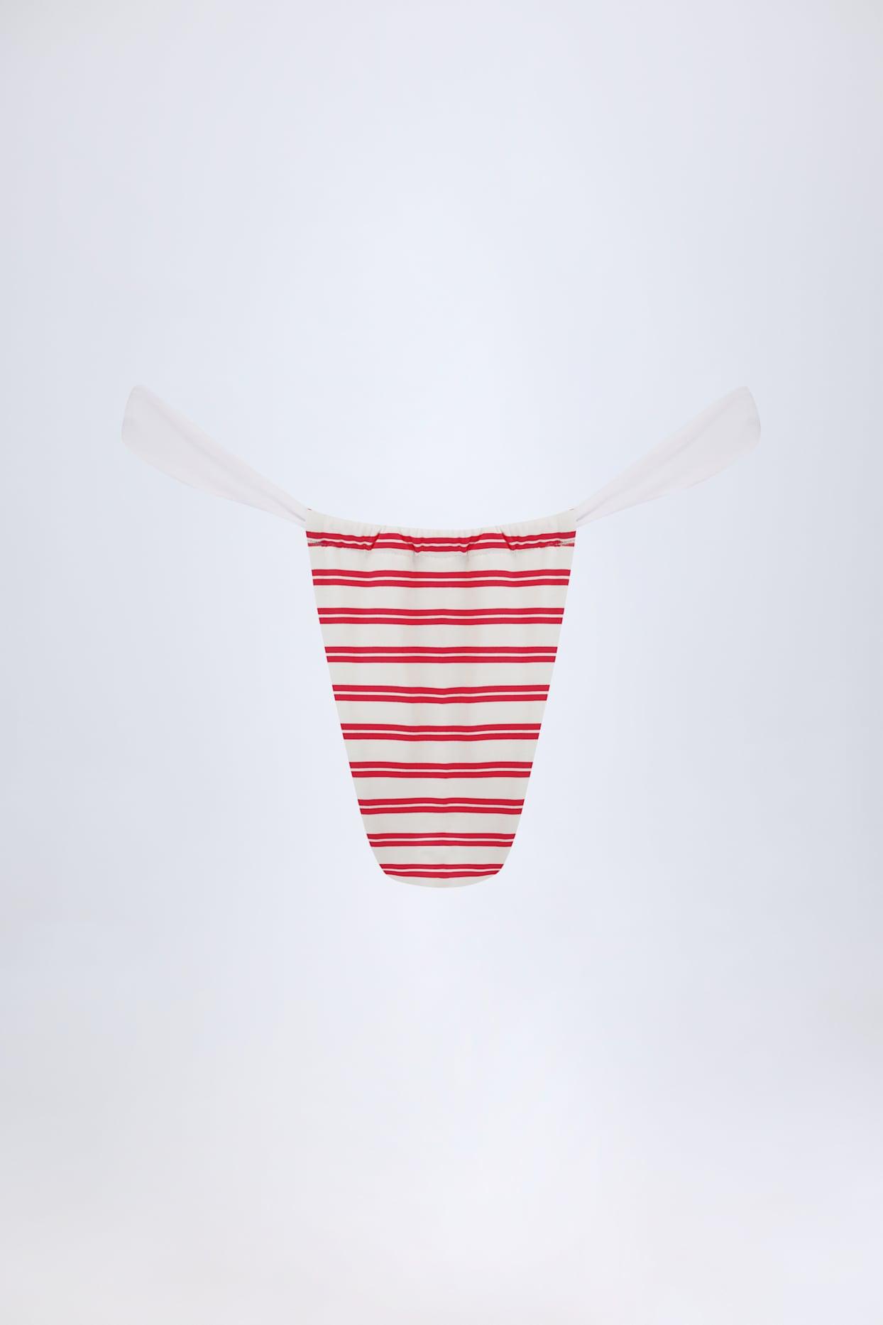 Ruched Cheeky Bikini Bottoms in Cherry Red Product Image