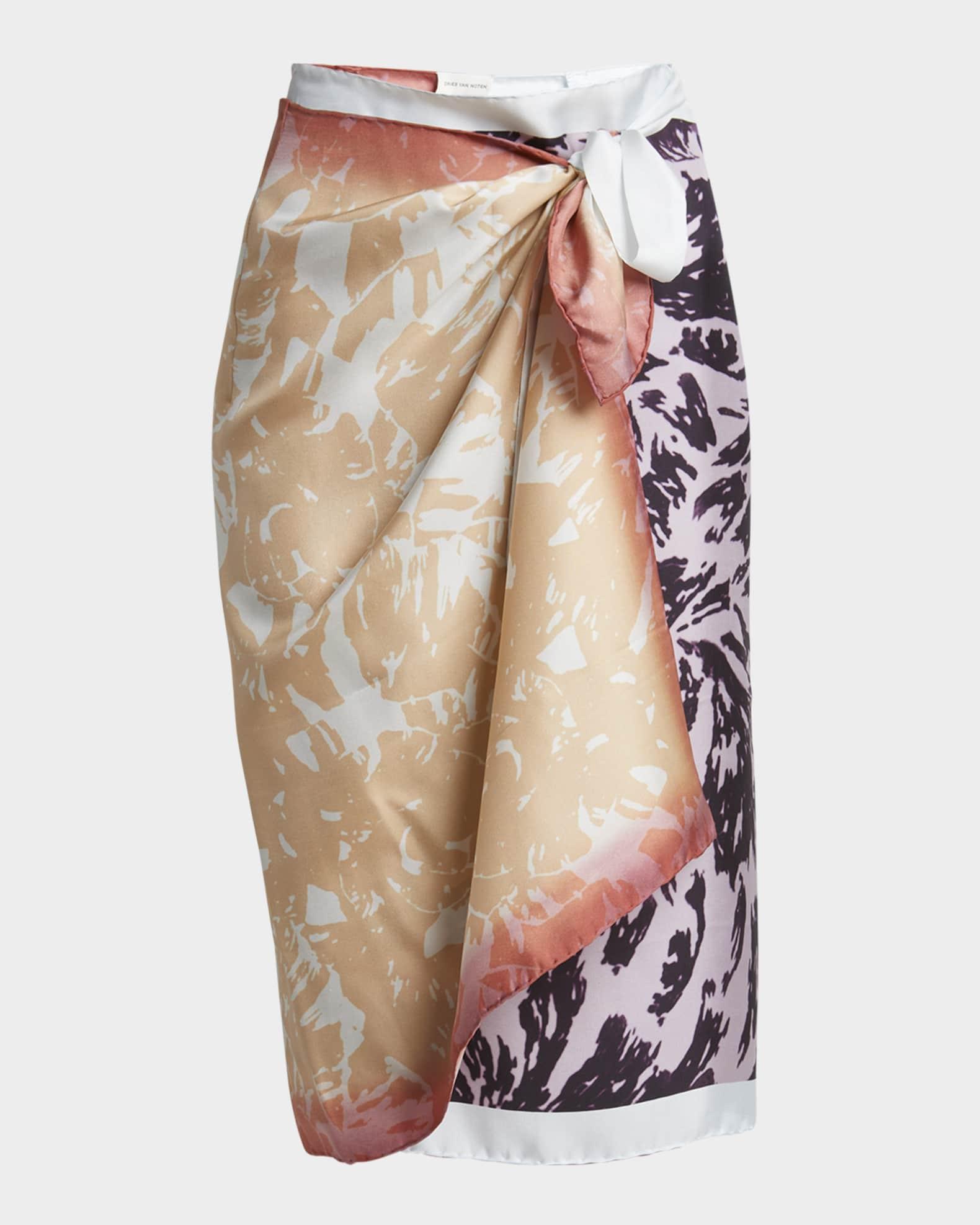 Printed Silk Wrap Skirt Product Image