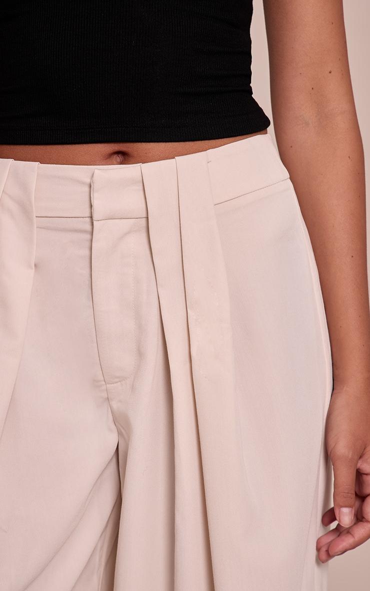 Cream Pleated Woven Wide Leg Pants Product Image